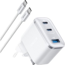 Anker Nano 70W Şarj Aleti ( 3 Ports , Usb-C Kablo Dahil ) - Beyaz