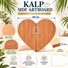 IQ ART by Natalie Kalp Mdf Artboard 40X29 cm – 3 mm Boyanabilir Kalp Pano, Epoksi Reçine, Akrilik Boya ve Hobi Tasarımları Için