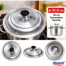 Abnturk 31,5cm eloksallı Kararmaz Alüminyum Tencere Kapağı- 32CM Tüm Tencerelere Uyumlu Yemek Salça Aşure Kavurma Sos Tenceresi Kapağı