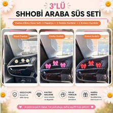 Shhobi 9'lu Karma Klima Süs Seti: 3 Papatya + 3 Pembe Kurdele + 3 Kırmızı Kurdele Araç Içi Aksesuar