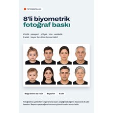 Tedzin 8'li Biyometrik Vesikalık Fotoğraf Baskı 3,5x4,5 cm Beyaz Fon Düzenleme Dahil