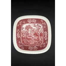 Abbetc Rusticana Vintage Porselen Kırmızı Kare Kase 21CM