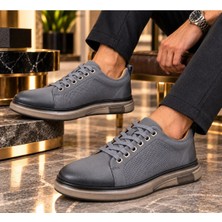 Ehil Premium Hakiki Deri Erkek Günlük Sneaker Bağcıklı Kalın Taban Ayakkabı