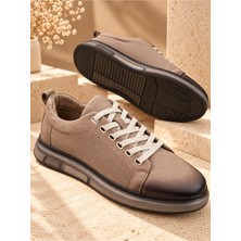 Ehil Premium Hakiki Deri Erkek Günlük Sneaker Bağcıklı Kalın Taban Ayakkabı