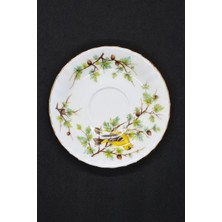 Royal Albert Woodland Serisi Goldfinch Bone China England Antika Porselen Kahve Fincan Tabağı 12 cm