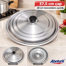 Abnturk 37,5cm Eloksallı Kararmaz Alüminyum Tencere Kapağı- 38CM Tüm Tencerelere Uyumlu Yemek Salça Aşure Kavurma Sos Tenceresi Kapağı