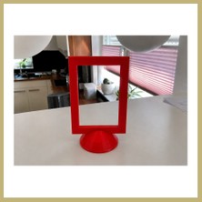 Bezos 3D Baskı Modern Fotoğraf Çerçevesi - Masaüstü ve Raf Üstü Dekoratif Resimlik-Kırmızı Za