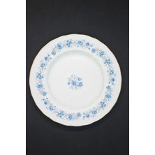 Royal Malvern Bone China Mavi Çiçek Çelengi Vintage Pasta Tabağı 20 cm