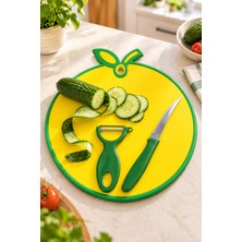 Emila Home Kesme Tahtası Limon Model + Meyve Sebze Soyacağı + Meyve Sebze Bıçağı