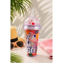 Emila Home Lively Pipetli Çift Katmanlı Bardak 600 ml Flamingo Desen