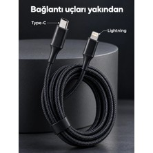 Urfakent Hızlı Şarj ve Veri Aktarımı Için LED Göstergeli Örgülü Kablo