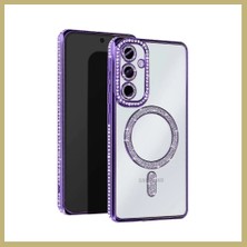 Bezos Samsung Galaxy S24 Fe Uyumlu Joke Simli Magneticsafe Kılıf - Derin Mor Za