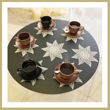 Bezos 6 Lı Dantel Kahve Sunumluğu 15X15 cm Asorti Desenli Bardak Altlığı Türk Kahvesi Fincan Sunum Seti Za
