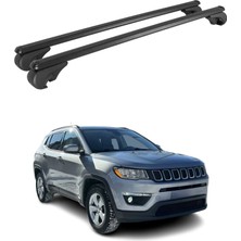 Omac Jeep Compass II 2017-2025 Arası Uyumlu Port Bagaj Taşıyıcı Ara Atkı Alüminyum Siyah 2 Parça