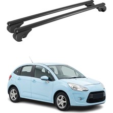 Omac Citroën C3 II 2009-2016 Arası Uyumlu Port Bagaj Taşıyıcı Ara Atkı Alüminyum Siyah 2 Parça
