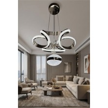 Reel Avize Cizgili Dron Çift Yönlü Tek Top - Kristal ( Simli )Silikon  LED Avize