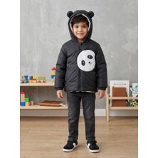 Erkek Çocuk  Içi Peluşlu Panda Desenli Mont