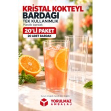 Yorulmaz Ambalaj 🍸 Kristal Tek Kullanımlık Şeffaf Kokteyl ve Rakı Bardağı – 20’li Paket, Şık Sunum ve Pratik Kullanım