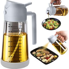 Trendplain 470 ml Zeytinyağı Şişesi, 2'si 1 Arada Yağ Püskürtücü, Yemek Pişirme, Salata ve Izgara Için Mutfak Gereçleri, Kül Grisi