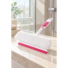 Emila Home Softon Peluşlu Cam Sileceği 2’si 1 Arada Bezli Cam Çekçek Çekpas Duşakabin ve Pencere Temizleyici 19 cm Beyaz-Yeşil