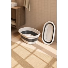 Emila Home Katlanır Silikon Çamaşır Sepeti Gri Beyaz 19 Lt