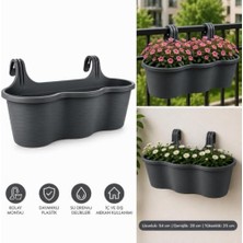 Ceylan Adam Pratik Dayanıklı Şık 10 L Siyah Sahra Askılı Saksı 54X28X25 cm Balkon Korkuluk Duvar Dekoratif Askılı Sepet