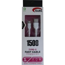 Elba ELB37-T1  Type-C 1,5mt 3A Hızlı Şarj Beyaz Kablo