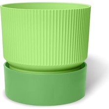 Ceylan Adam Iksora Saksı Dekoratif Tabaklı Çiçek Kaktüs Saksısı Mat Plastik (1 Adet, Yeşil, 2 L)