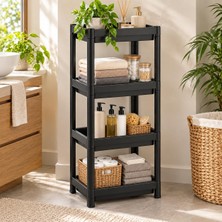 Poomy Vesko 4 Katlı Dikdörtgen Siyah Modüler Raf Ünitesi 36X23X100 cm