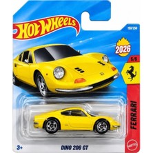 Hot Wheels Ferrari Dino 206 Gt - Ferrari Sarı 1/64 Diecast Model Araba