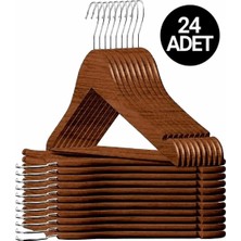 Hausgarten 24 Adet Ahşap Görünümlü Plastik Kahverengi Elbise Askı