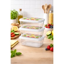 Emila Home Emilahome Desenli Kapak 850 ml 3'lü Saklama Kabı Seti
