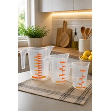 Emila Home (3'lü Set) Kulplu Ölçü Kabı Seti 300 ml -- 500 ml -- 1000 ml Pastacı