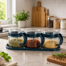 Emila Home Emilahome Lily Cam Baharatlık 3'lü Set Lacivert