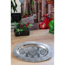 Dmt Copper Home 430 Kalite Krom Çelik Nakışlı Kayık 1ADET Sunum Tabağı 30X20 cm