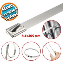 Nse Paslanmaz Çelik Metal Kablo Bağı Cırt Kelepçe 4,6X300 mm – 10 Adet