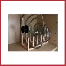 Bezos 3D Baskı Tencere Kapak Rafı 5 Kapaklı Dolap Içi Kapak Düzenleyici Yuvalı Kapak Standı Bej Strsnl