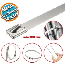 Nse Paslanmaz Çelik Metal Kablo Bağı Cırt Kelepçe 4,6X200 mm – 10 Adet