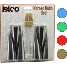 Ulu Pazarlama 7 Parçalı Pasta Dekorasyon Seti - 6 Koreno Kalıp ve Silikon Fırça