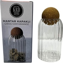 Ulu Pazarlama Mantar Kapaklı Küçük Çizgili Kavanoz