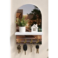 Onyx Lab Onyxlab Modern Havuzlu Teras Temalı Raflı 4 Kancalı Duvar Anahtarlığı, 35 x 20 Cm, Mdf