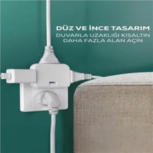 TCX Fonksiyonel Katlanır Priz 3 Gözlü Mutfak ve Ofis Kullanımı