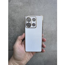 kılıfexpress Xiaomi Redmi Note 13 4g Kılıf Lüks Metalik Gold Çerçeveli Kamera Korumalı Esnek Arka Kapak-Beyaz