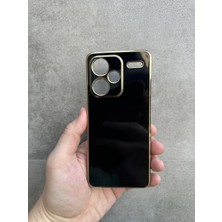 Kılıfexpress Xiaomi Redmi Note 13 Pro Plus 5g Uyumlu Parlak Siyah Kılıf - Altın Detaylı Lüks Kenar Kaplama Kamera Korumalı Silikon Kapak