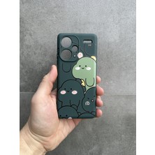 kılıfexpress Kılıfexspress Xiaomi Redmi Note 13 Pro Plus 5g Uyumlu Kamera Korumalı Sevimli Çizgi Karakterli Yeşil Mat Silikon Kılıf