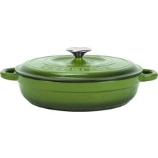 Happy Trend Döküm Yuvarlak Çok Amaçlı Yayvan Tencere New Heritage Serisi ÇAP(Ø)28CM. Yeşil