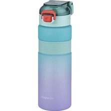 Happy Trend Çift Renk 800ML Kaydırmaz Silikon Gövde Rahat Içim-Pipetsiz- Motivasyon Su Matarası