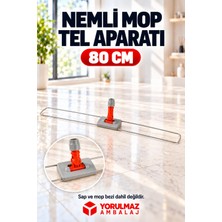Yorulmaz Ambalaj 80 cm Tel Mop Aparatı Bağcıklı Cepli Mop Uyumlu Katlanabilir Paspas Aparatı