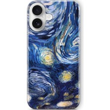 Happy Trend iPhone 16 Uyumlu Yıldızlı Geceler Tasarım Baskılı Şeffaf Kılıf