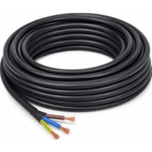 Happy Trend mm Cca Ttr Siyah Renk Kauçuk Topraklı Seyyar Elektrik Kablosu (45 Metre)